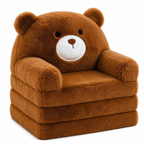 LEAN Toys Rozkładany Fotel Sofa Leżanka Miś 2W1 Dla Dzieci Miękki Pluszowy Brązowy