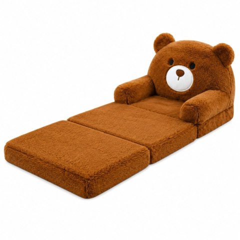 LEAN Toys Rozkładany Fotel Sofa Leżanka Miś 2W1 Dla Dzieci Miękki Pluszowy Brązowy