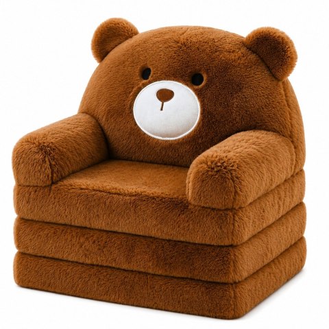 LEAN Toys Rozkładany Fotel Sofa Leżanka Miś 2W1 Dla Dzieci Miękki Pluszowy Brązowy