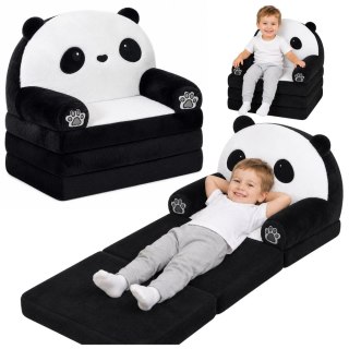 LEAN Toys Rozkładany Fotel Sofa Leżanka Panda 2W1 Dla Dzieci Miękki Biało-Czarny
