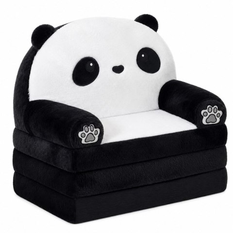 LEAN Toys Rozkładany Fotel Sofa Leżanka Panda 2W1 Dla Dzieci Miękki Biało-Czarny