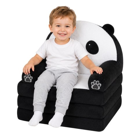 LEAN Toys Rozkładany Fotel Sofa Leżanka Panda 2W1 Dla Dzieci Miękki Biało-Czarny