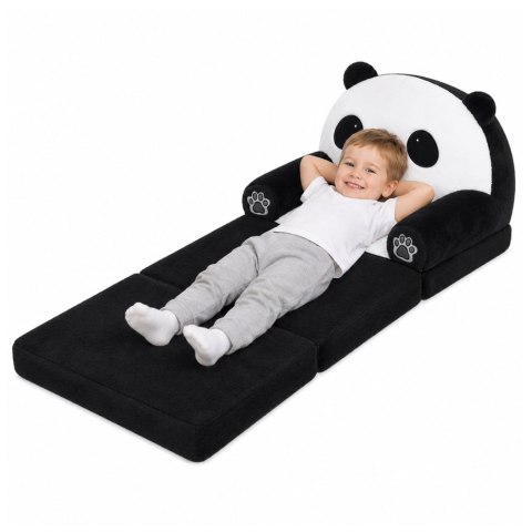 LEAN Toys Rozkładany Fotel Sofa Leżanka Panda 2W1 Dla Dzieci Miękki Biało-Czarny