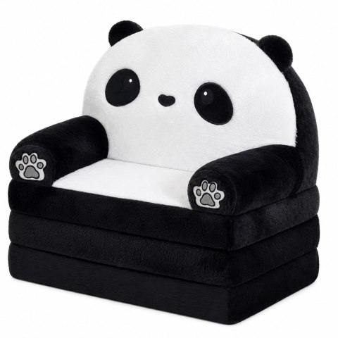 LEAN Toys Rozkładany Fotel Sofa Leżanka Panda 2W1 Dla Dzieci Miękki Biało-Czarny