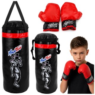 LEAN Toys Worek Bokserski Dla Dzieci Zestaw Do Ćwiczeń Rękawice MUAY THAI 40x14cm S