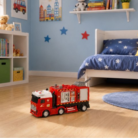 LEAN Toys Wóz Strażacki Straż Pożarna Z Armatką Wodną Napęd Światła Dźwięki
