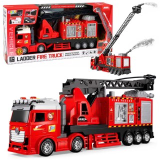 LEAN Toys Wóz Strażacki z Wysięgnikiem Wysuwany Do 69cm Światła Dźwięki Armatka Wodna