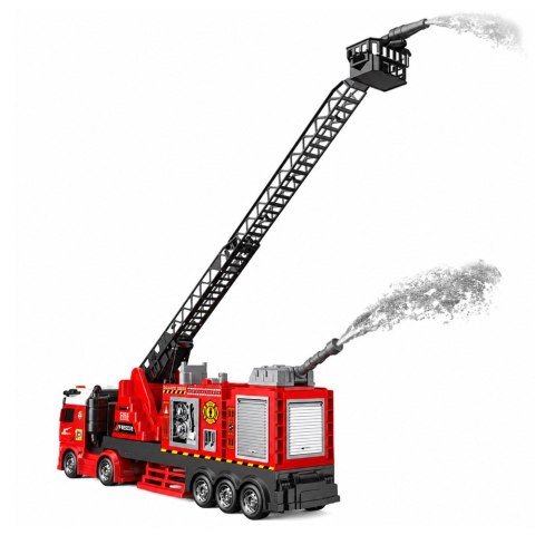 LEAN Toys Wóz Strażacki z Wysięgnikiem Wysuwany Do 69cm Światła Dźwięki Armatka Wodna