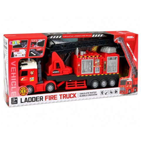 LEAN Toys Wóz Strażacki z Wysięgnikiem Wysuwany Do 69cm Światła Dźwięki Armatka Wodna