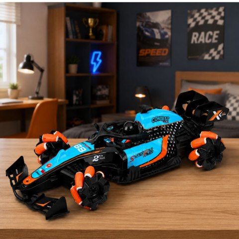 LEAN Toys Wyścigówka Zdalnie Sterowana Samochód RC Obrót 360° 4WD Światła Dym 1:10