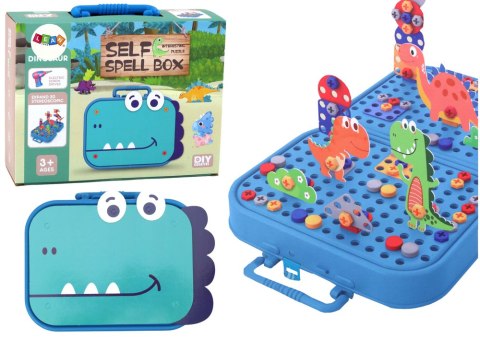 LEAN Toys Zestaw DIY Walizka Układanka Dinozaury Klocki 227 ele.