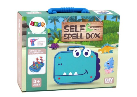 LEAN Toys Zestaw DIY Walizka Układanka Dinozaury Klocki 227 ele.