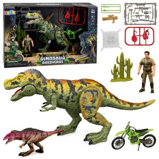 LEAN Toys Zestaw Dinozaur T-Rex Ruchomy Myśliwy Motor Figurki Akcesoria Dźwięki