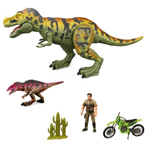 LEAN Toys Zestaw Dinozaur T-Rex Ruchomy Myśliwy Motor Figurki Akcesoria Dźwięki