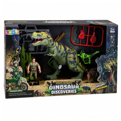 LEAN Toys Zestaw Dinozaur T-Rex Ruchomy Myśliwy Motor Figurki Akcesoria Dźwięki