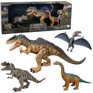 LEAN Toys Zestaw Dinozaury Ruchome T-Rex Spinozaur Pteranodon Brachiozaur Dźwięki