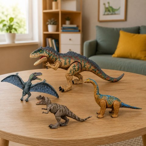 LEAN Toys Zestaw Dinozaury Ruchome T-Rex Spinozaur Pteranodon Brachiozaur Dźwięki