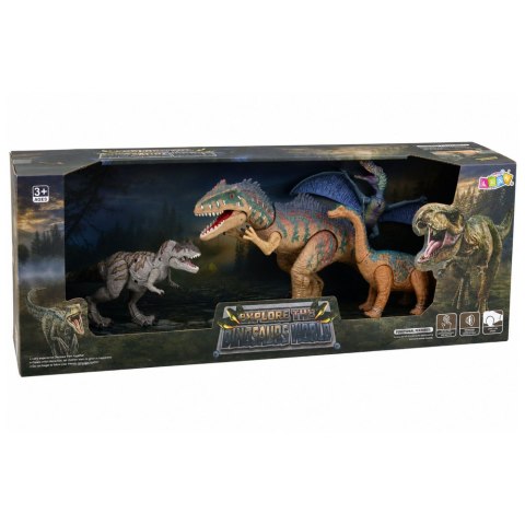 LEAN Toys Zestaw Dinozaury Ruchome T-Rex Spinozaur Pteranodon Brachiozaur Dźwięki