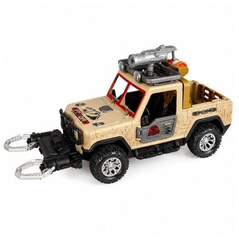 LEAN Toys Zestaw Łowcy Dinozaurów Figurka Dinozaur T-Rex Myśliwy Samochód Dźwięki