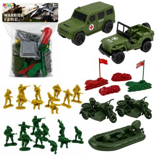 LEAN Toys Zestaw Militarny Żołnierzyki Pojazdy Baza Wojskowa Wieża Figurki 46 el.