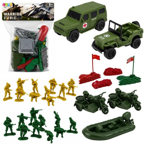 LEAN Toys Zestaw Militarny Żołnierzyki Pojazdy Baza Wojskowa Wieża Figurki 46 el.
