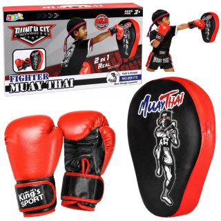 LEAN Toys Zestaw Sportowy Bokserski Rękawice Łapa Treningowa 2w1 MUAY THAI
