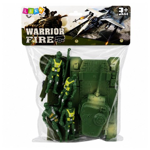 LEAN Toys Zestaw Wojskowy Militarny Żołnierzyki Czołg Pojazd Armata 13 el.