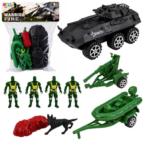 LEAN Toys Zestaw Wojskowy Militarny Żołnierzyki Transporter Opancerzony 14 el.