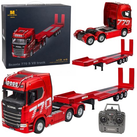 HUINA Ciężarówka Scania 770S Z Naczepą Zdalnie Sterowana RC Huina Czerwona 1:18
