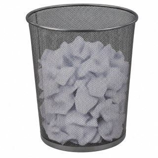 LEAN Kosz Na Śmieci Biurowy Metalowy Siatka Okrągły Srebrny 19 L