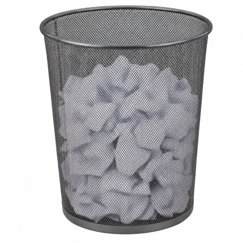LEAN Kosz Na Śmieci Biurowy Metalowy Siatka Okrągły Srebrny 19 L