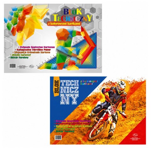 LEAN School Blok techniczny kolorowy A3 8 kartek 120g PROTOS