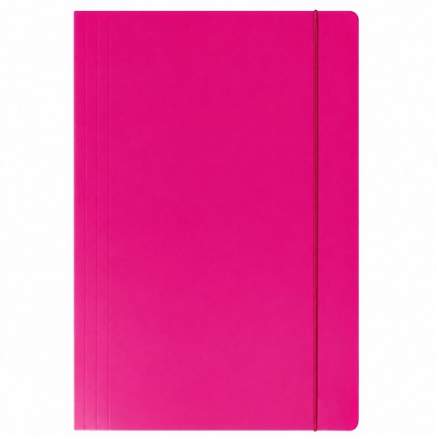 LEAN School Teczka kartonowa na gumkę klejona lakierowana różowa A4+ 300 g/m²