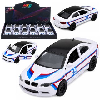 LEAN TOYS Autko Sportowe Samochód Metalowy Napęd Pull-Back Otwierane Drzwi Biały 1:32