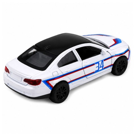 LEAN TOYS Autko Sportowe Samochód Metalowy Napęd Pull-Back Otwierane Drzwi Biały 1:32