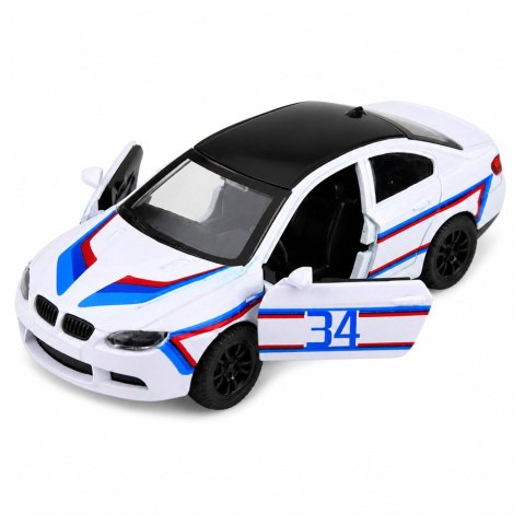LEAN TOYS Autko Sportowe Samochód Metalowy Napęd Pull-Back Otwierane Drzwi Biały 1:32