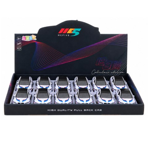 LEAN TOYS Autko Sportowe Samochód Metalowy Napęd Pull-Back Otwierane Drzwi Biały 1:32
