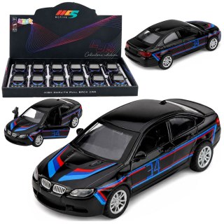 LEAN TOYS Autko Sportowe Samochód Metalowy Napęd Pull-Back Otwierane Drzwi Czarny 1:32
