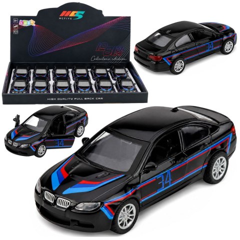 LEAN TOYS Autko Sportowe Samochód Metalowy Napęd Pull-Back Otwierane Drzwi Czarny 1:32