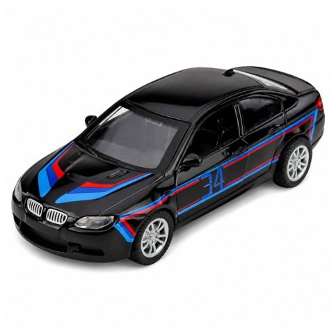 LEAN TOYS Autko Sportowe Samochód Metalowy Napęd Pull-Back Otwierane Drzwi Czarny 1:32