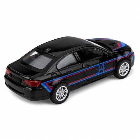 LEAN TOYS Autko Sportowe Samochód Metalowy Napęd Pull-Back Otwierane Drzwi Czarny 1:32