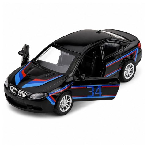 LEAN TOYS Autko Sportowe Samochód Metalowy Napęd Pull-Back Otwierane Drzwi Czarny 1:32
