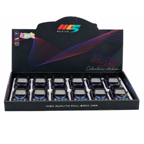 LEAN TOYS Autko Sportowe Samochód Metalowy Napęd Pull-Back Otwierane Drzwi Czarny 1:32