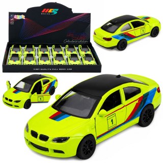 LEAN TOYS Autko Sportowe Samochód Metalowy Napęd Pull-Back Żółty Neonowy 1:32