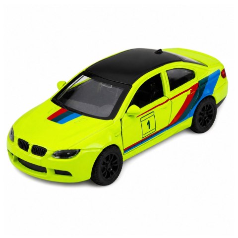 LEAN TOYS Autko Sportowe Samochód Metalowy Napęd Pull-Back Żółty Neonowy 1:32