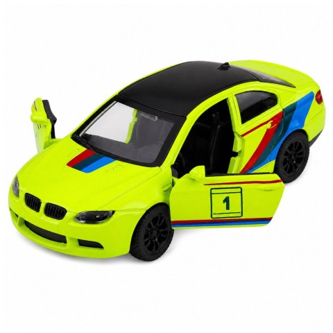 LEAN TOYS Autko Sportowe Samochód Metalowy Napęd Pull-Back Żółty Neonowy 1:32