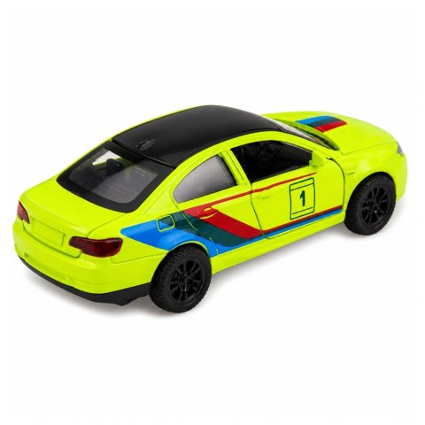 LEAN TOYS Autko Sportowe Samochód Metalowy Napęd Pull-Back Żółty Neonowy 1:32
