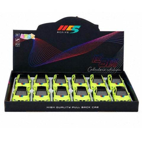 LEAN TOYS Autko Sportowe Samochód Metalowy Napęd Pull-Back Żółty Neonowy 1:32