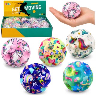 LEAN TOYS Piłeczka Piankowa z Wgłębieniami Do Odbijania Antystresowa Jednorożce 7cm