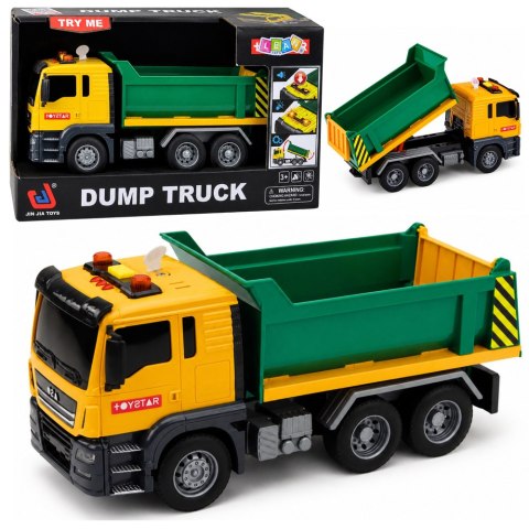 LEAN Toys Ciężarówka Budowlana Wywrotka Kiper Otwierana Klapa Światła Dźwięki 1:14